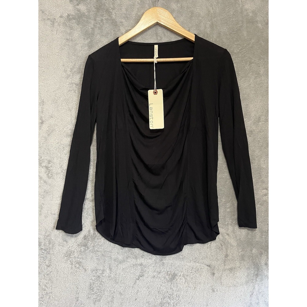 Revolve Lanston Long Sleeve Top Small Black Lightweight Sheer NWT's - Picture 2 of 9